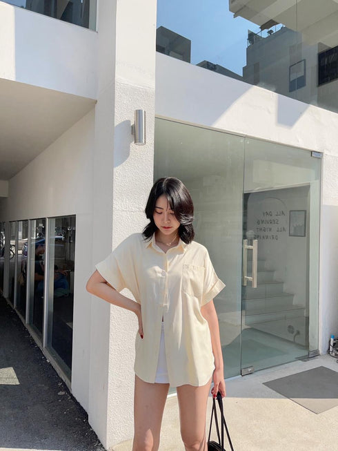 WANWAN Short Sleeves Side Pocket Shirts